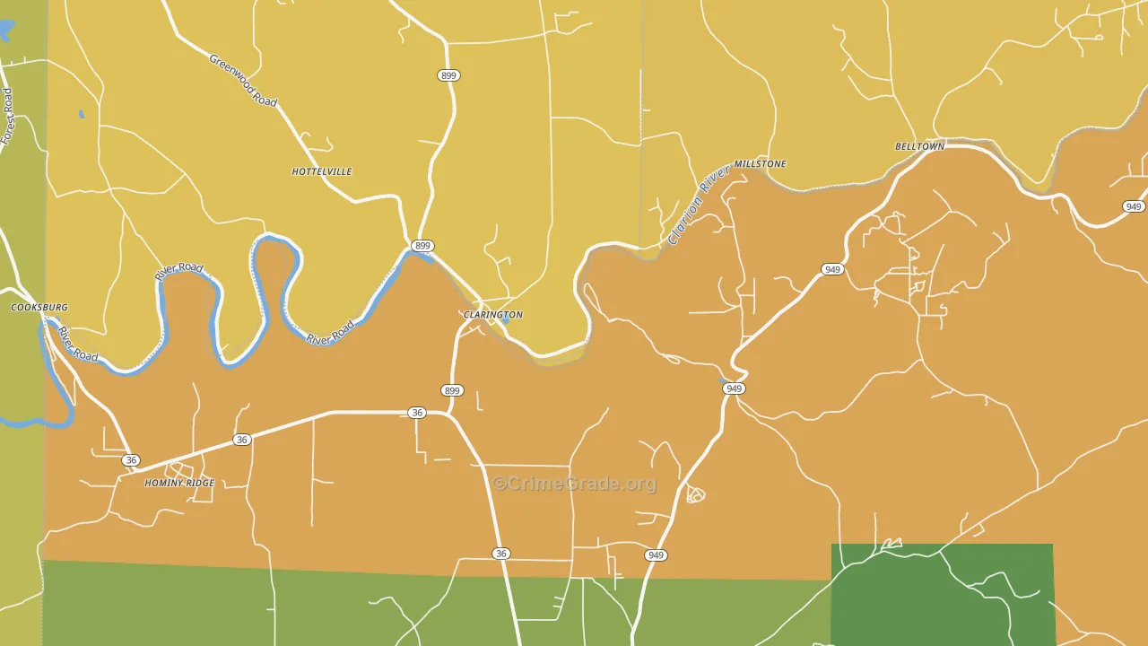 Clarington, PA Map of Murder Rates