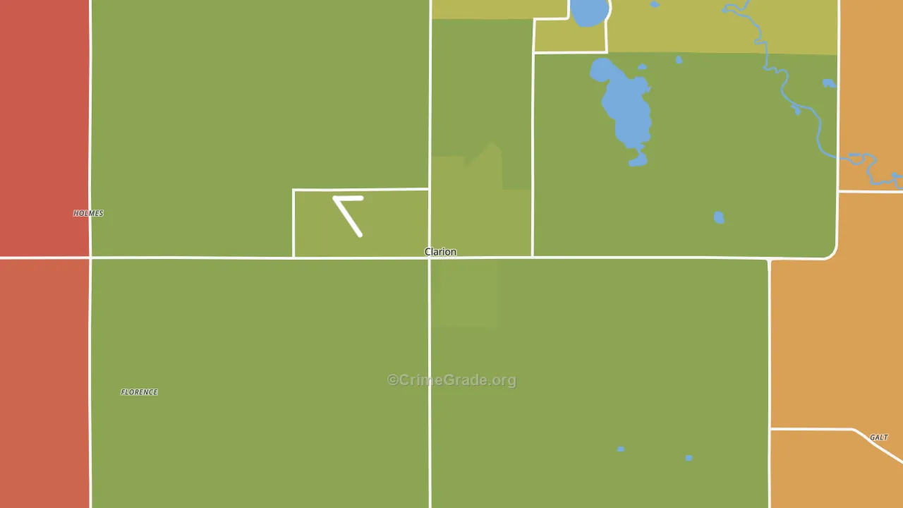 Clarion, IA Map of Murder Rates