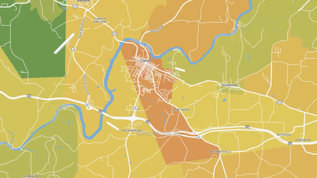 Clarion, PA Map of Murder Rates