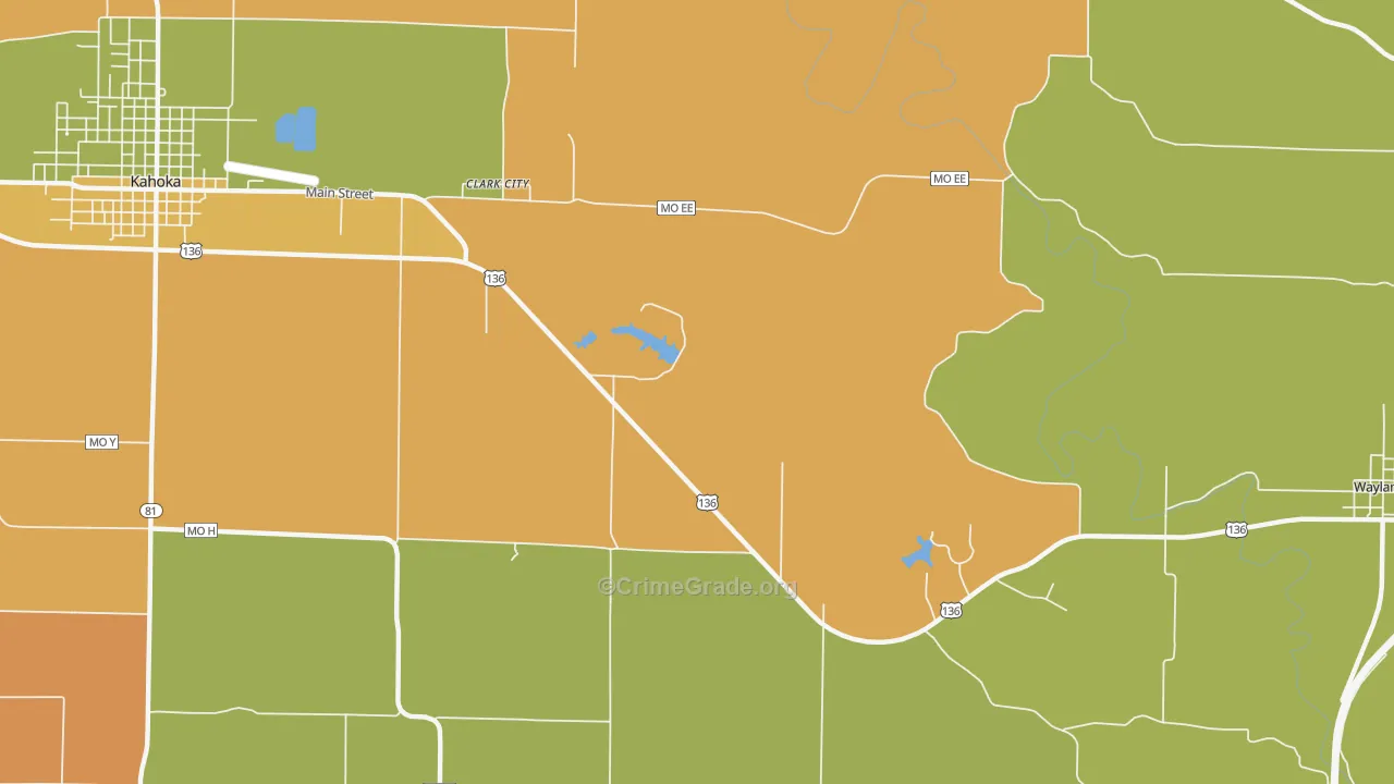 Clark City, MO Map of Murder Rates