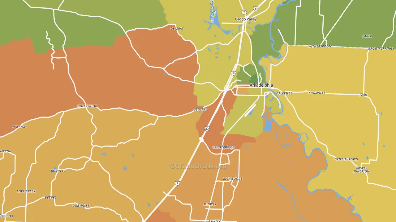 Clark County, AR Map of Murder Rates