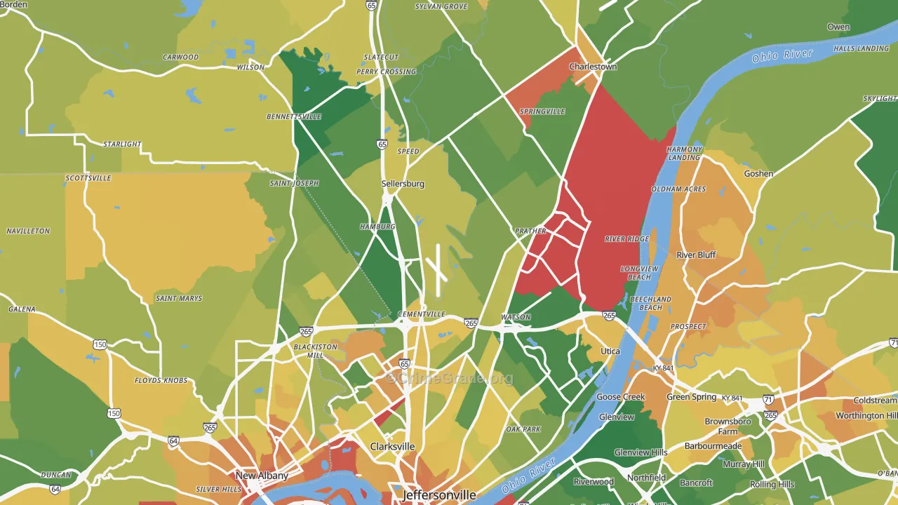 Clark County, IN Map of Murder Rates