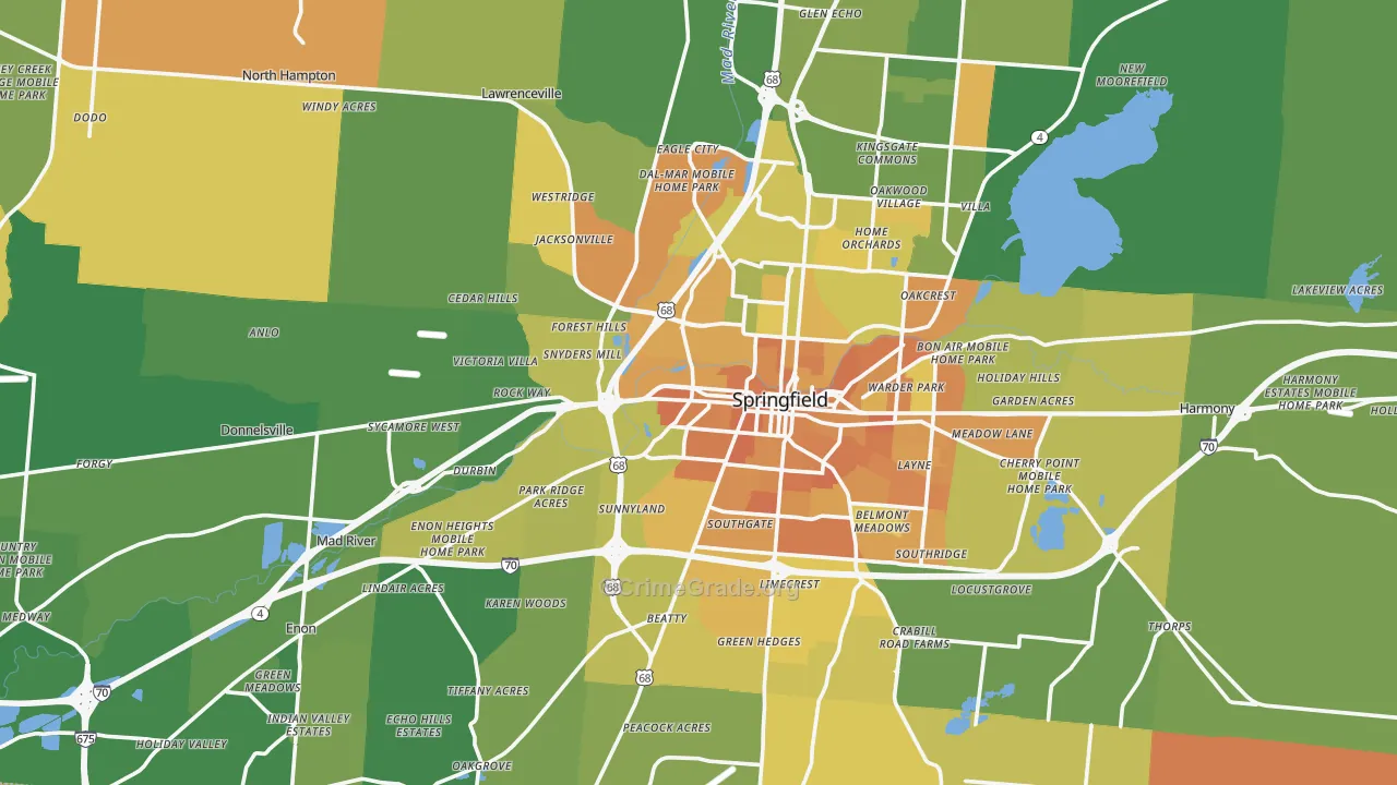 Clark County, OH Map of Murder Rates