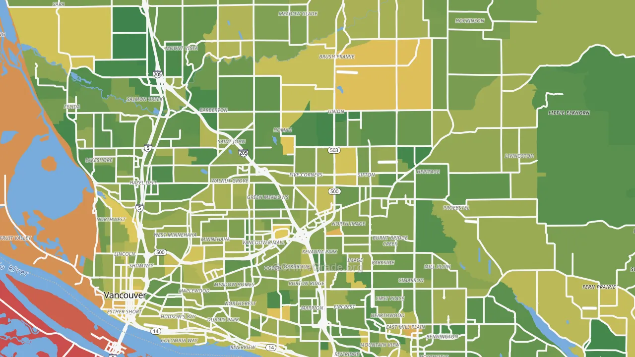 Clark County, WA Map of Murder Rates