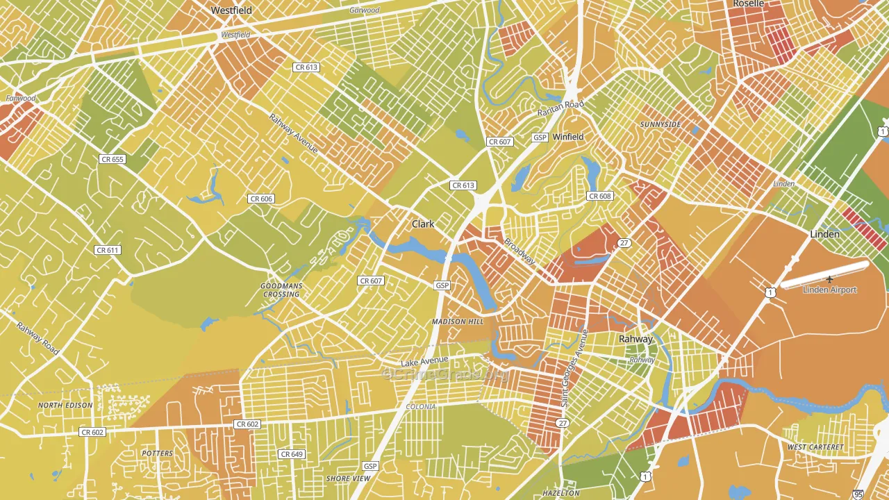 Clark, NJ Map of Murder Rates