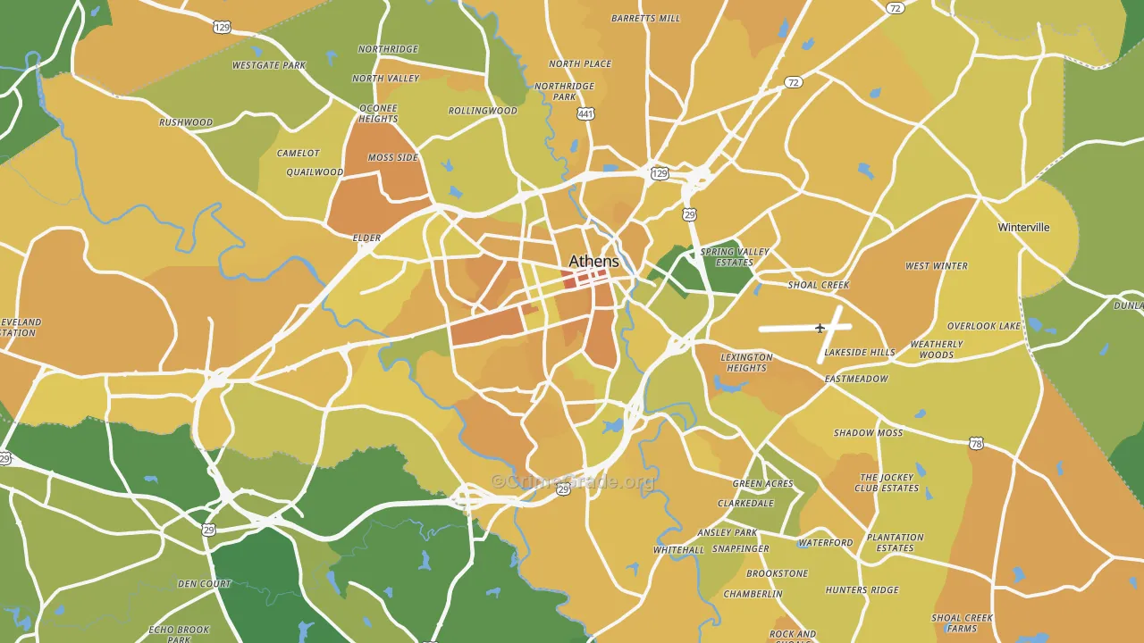 Clarke County, GA Map of Murder Rates