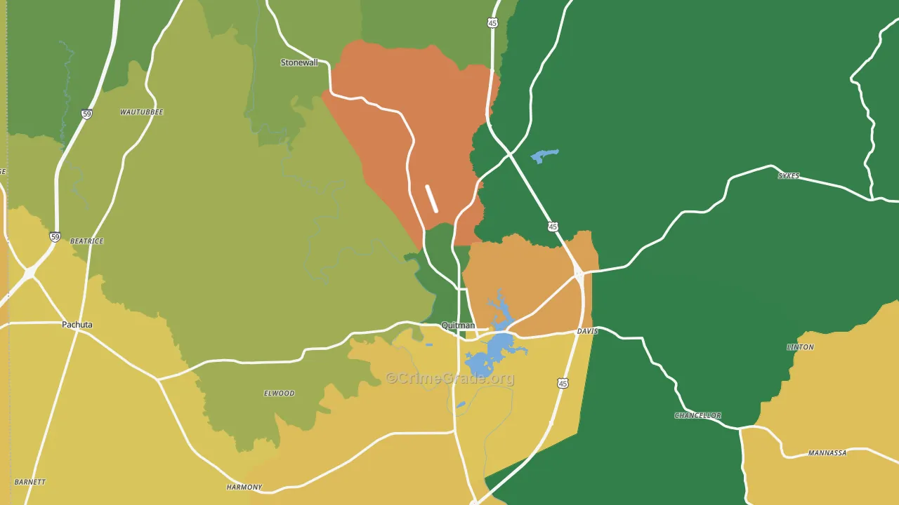 Clarke County, MS Map of Murder Rates
