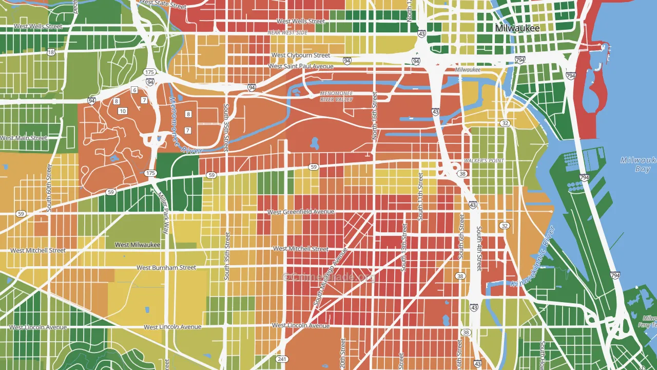 Clarke Square, Milwaukee, WI Map of Murder Rates
