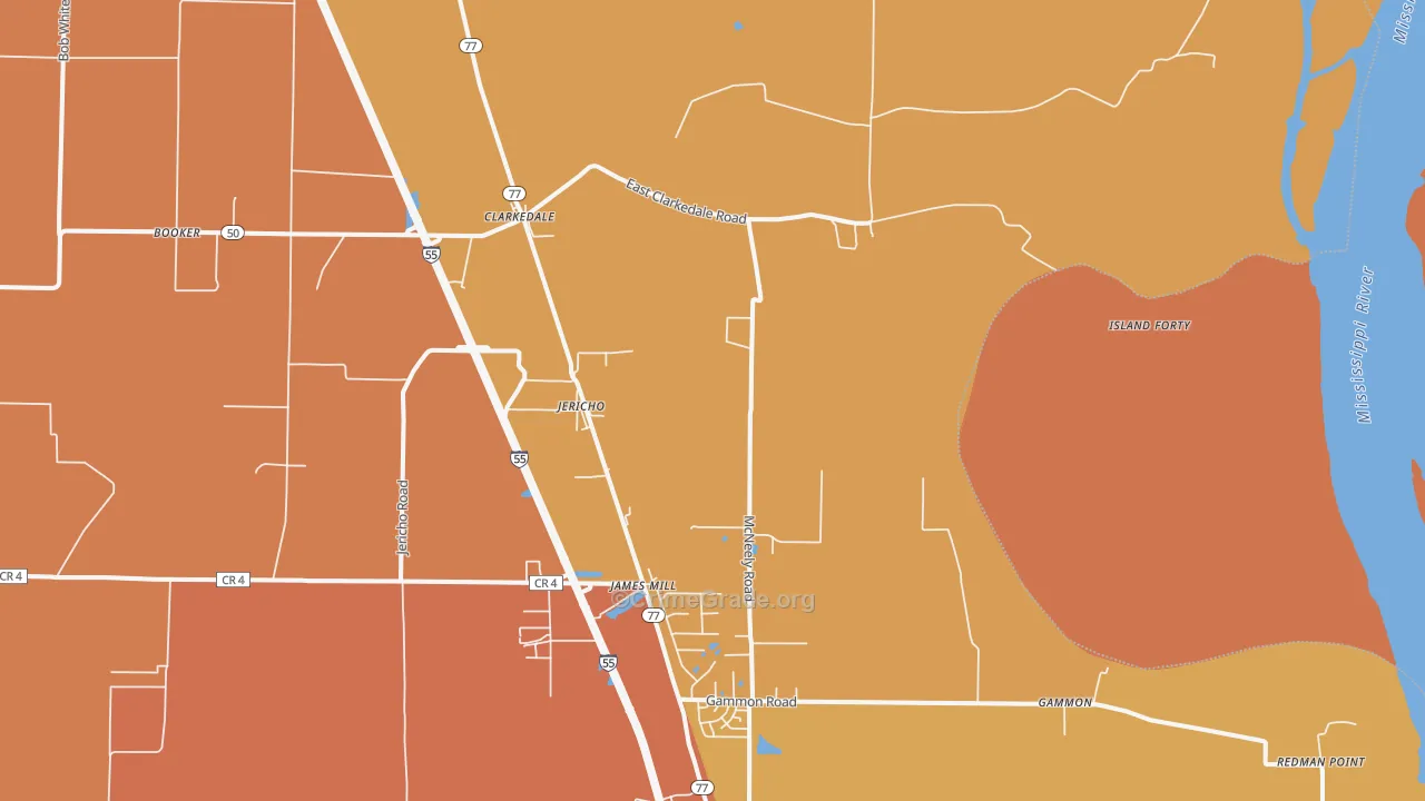 Clarkedale, AR Map of Murder Rates