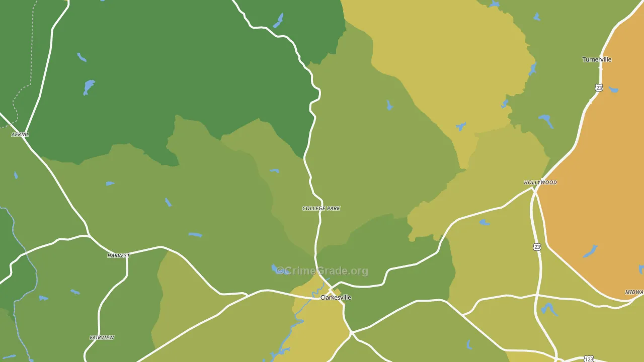 Clarkesville, GA Map of Murder Rates