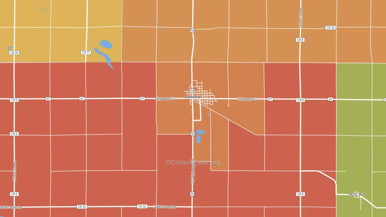 Clarkfield, MN Map of Murder Rates