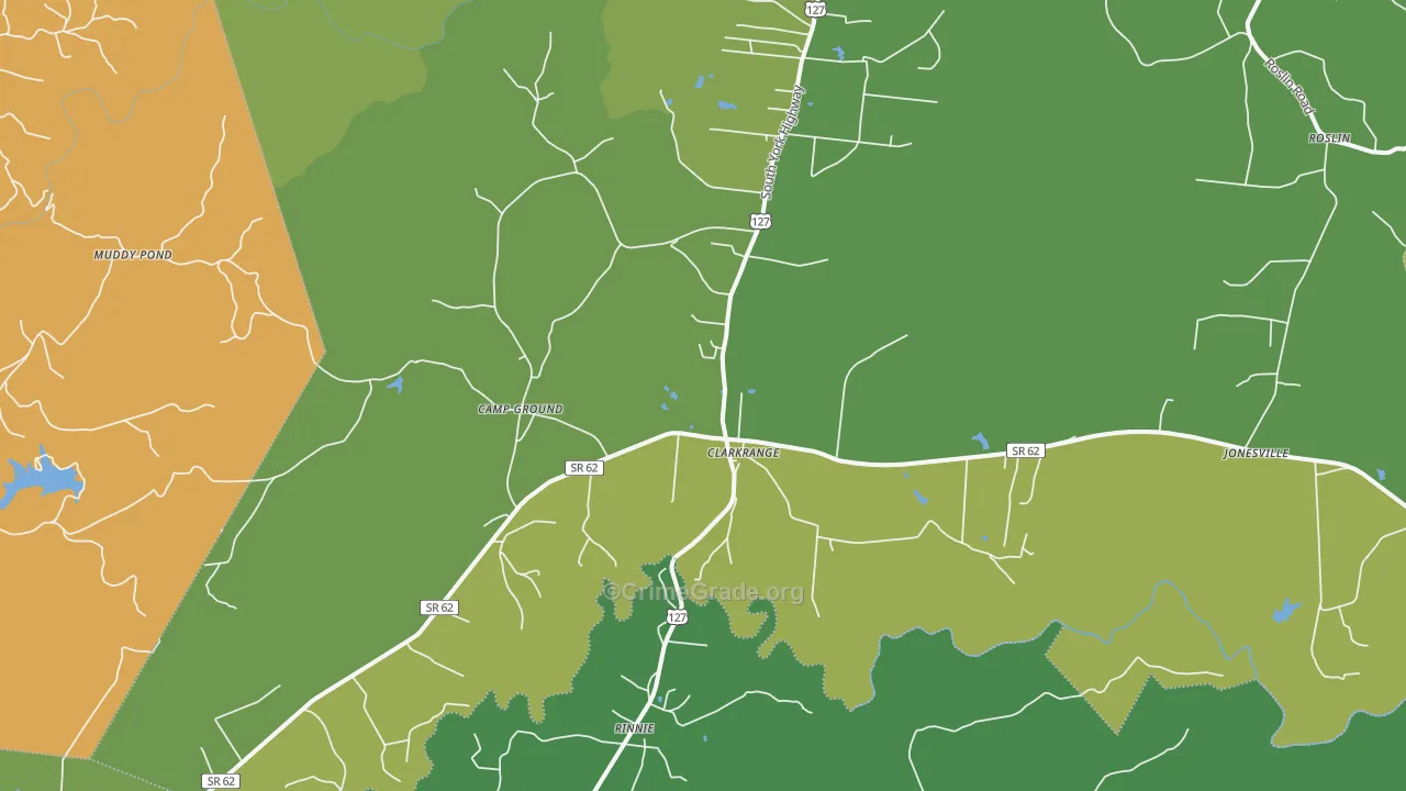 Clarkrange, TN Map of Murder Rates