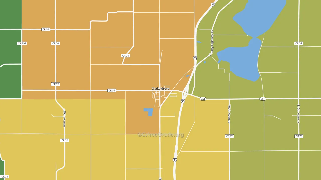 Clarks Grove, MN Map of Murder Rates