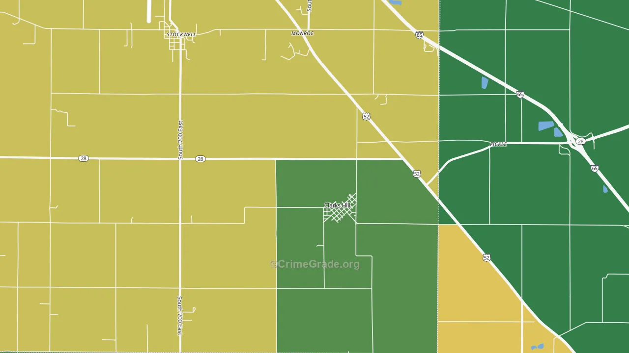 Clarks Hill, IN Map of Murder Rates