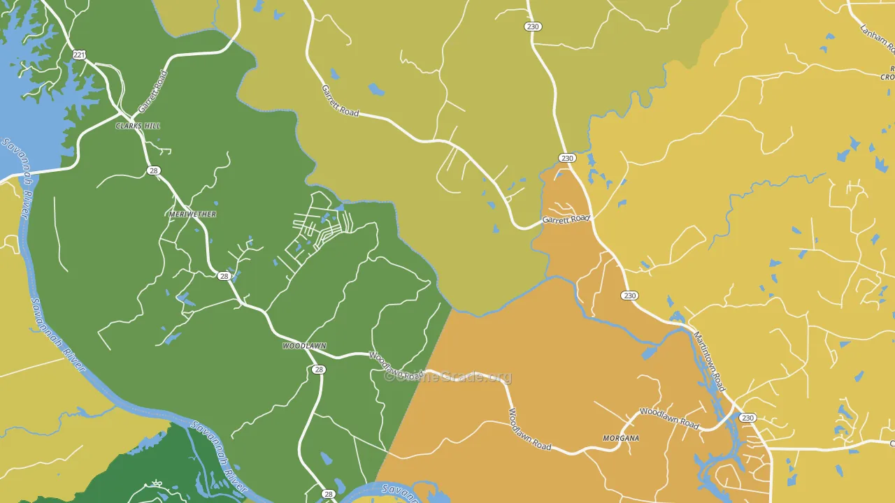 Clarks Hill, SC Map of Murder Rates