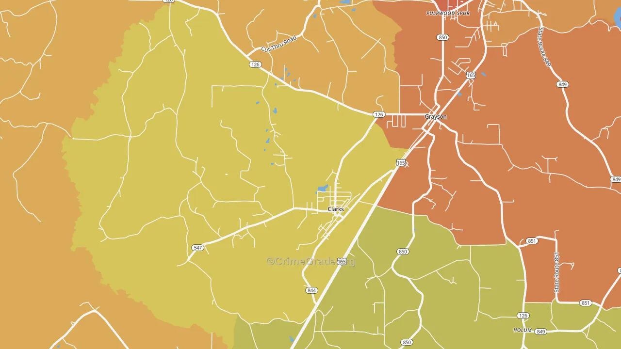 Clarks, LA Map of Murder Rates