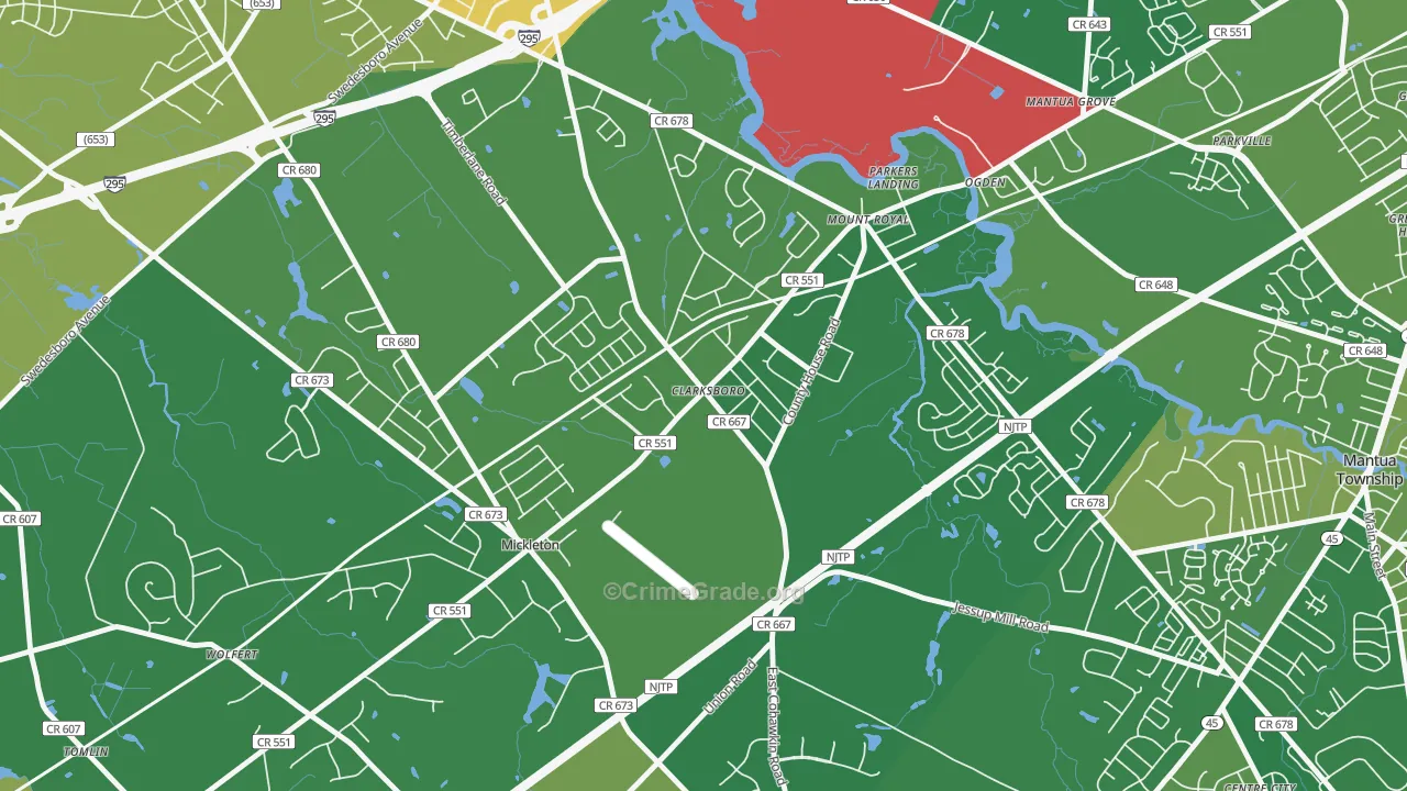 Clarksboro, NJ Map of Murder Rates