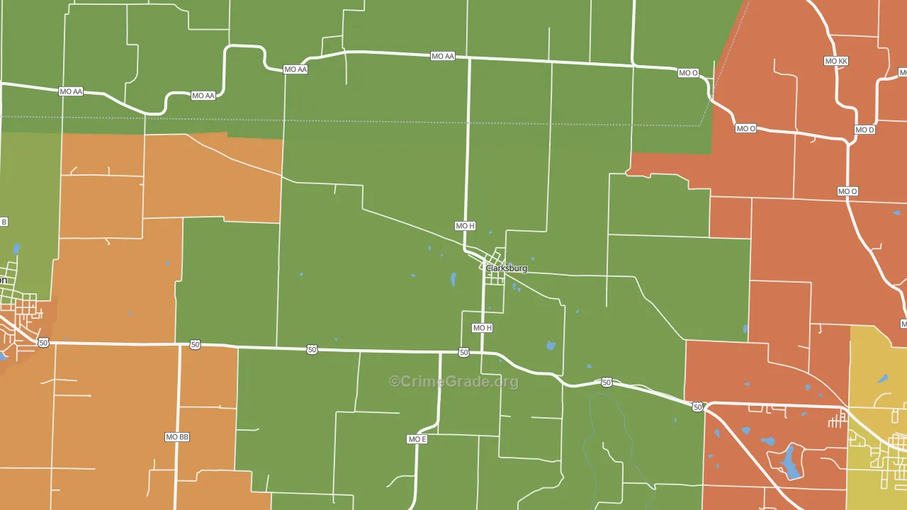 Clarksburg, MO Map of Murder Rates