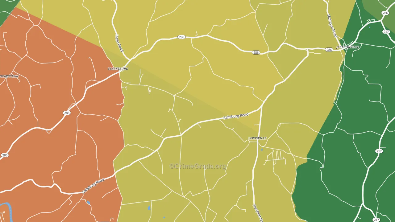 Clarksburg, PA Map of Murder Rates
