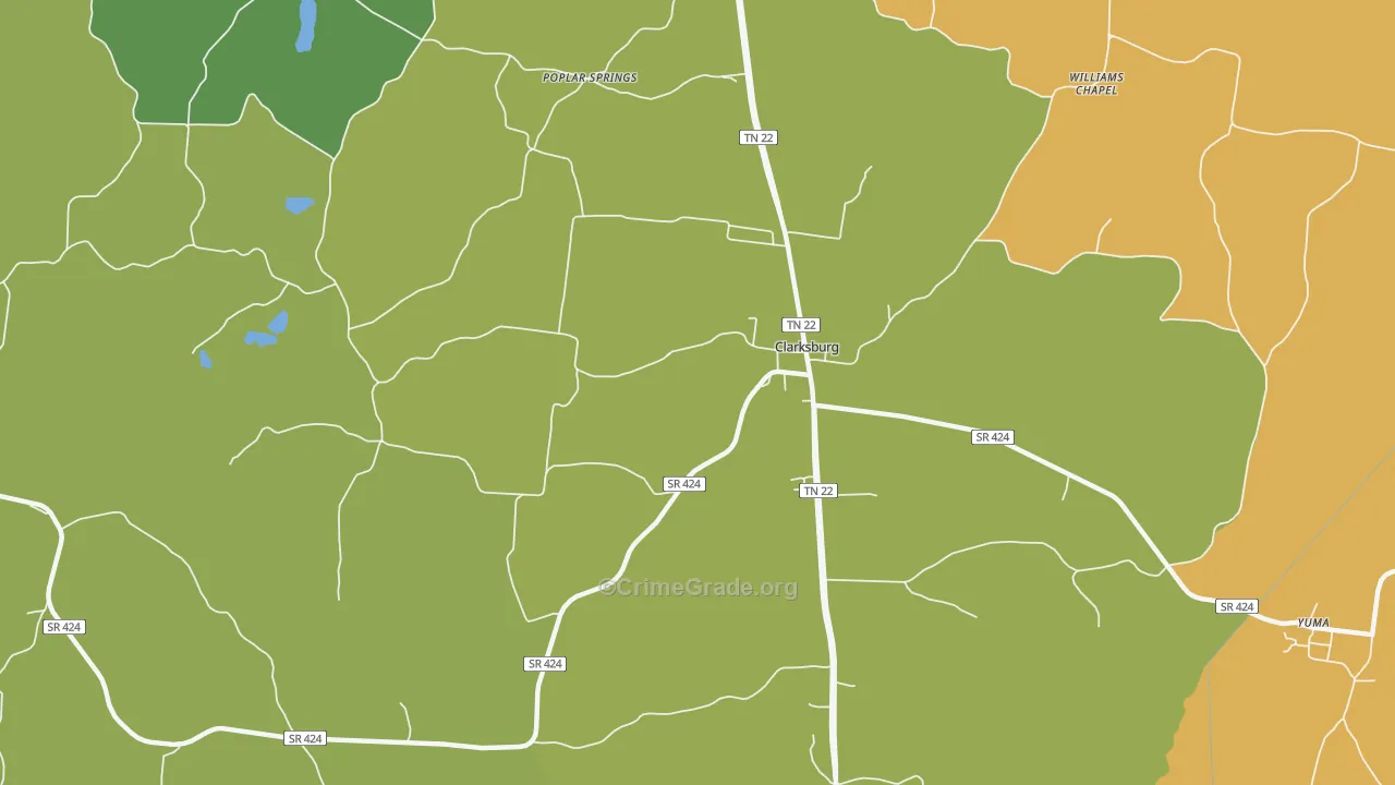 Clarksburg, TN Map of Murder Rates