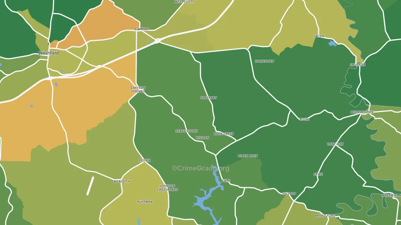 Clarkson, KY Map of Murder Rates
