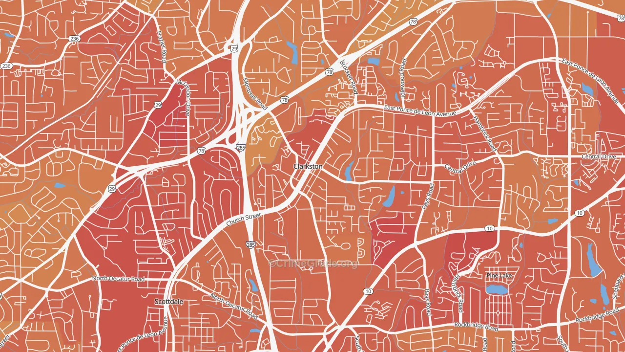 Clarkston, GA Map of Murder Rates