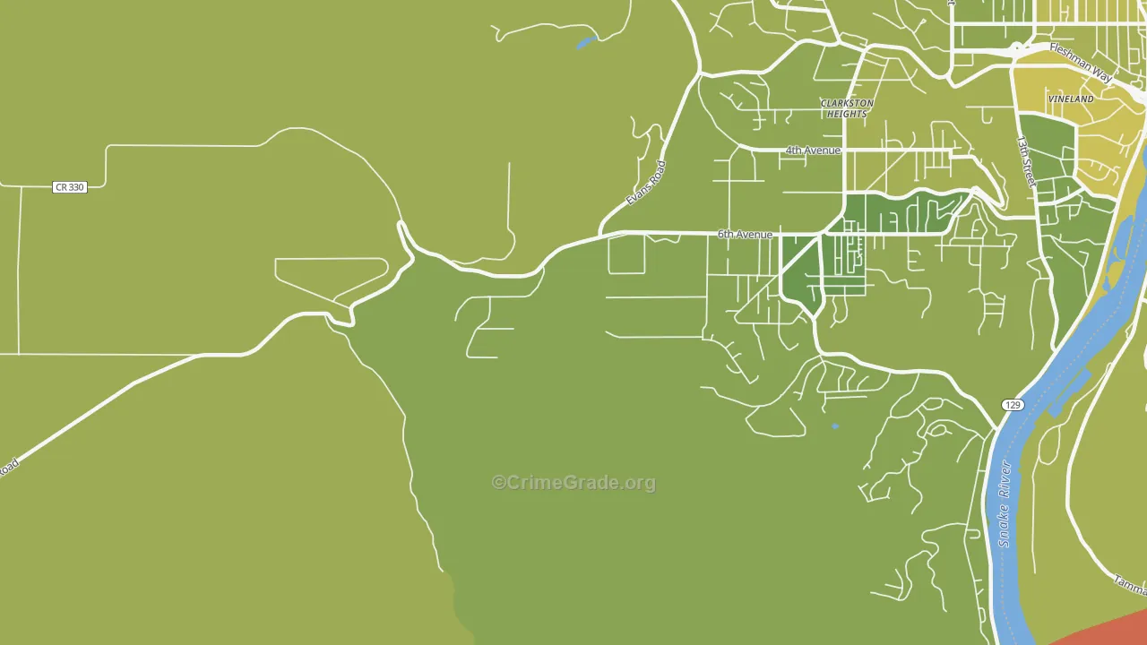 Clarkston Heights, WA Map of Murder Rates