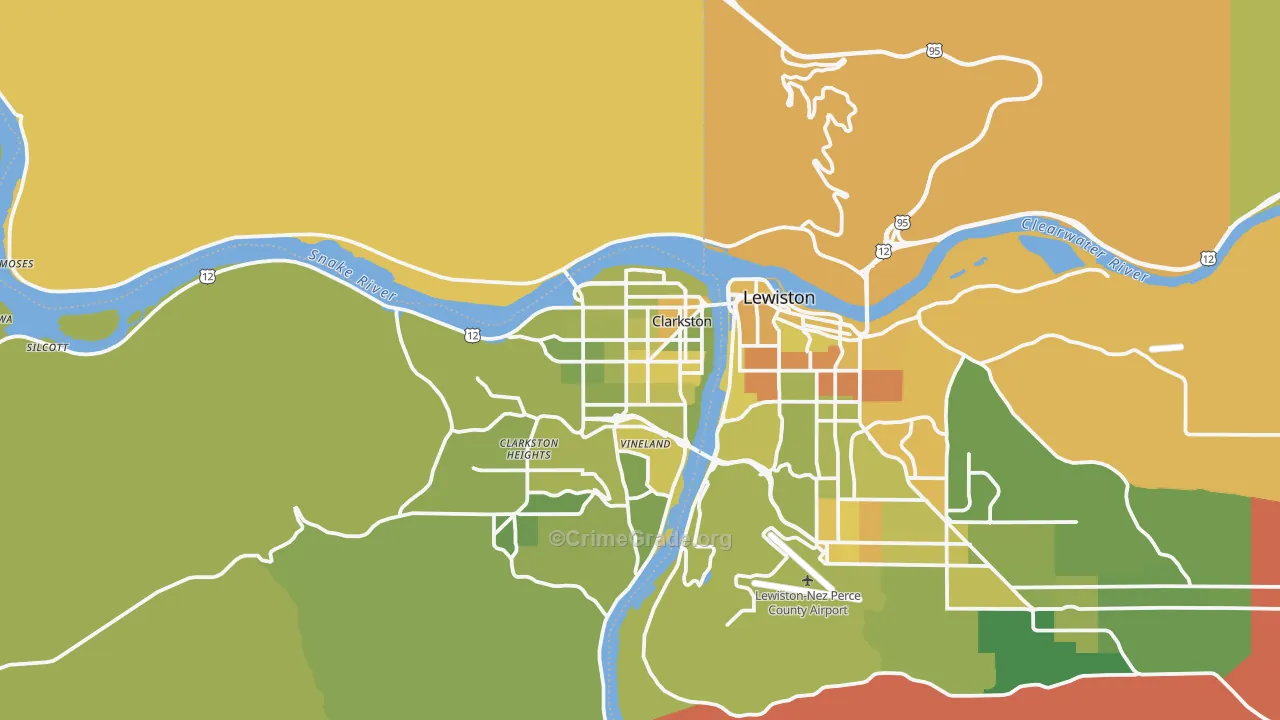 Clarkston, WA Map of Murder Rates