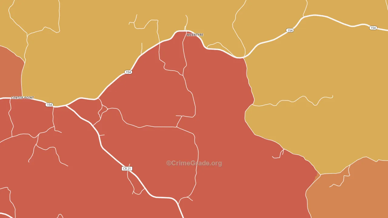 Clarksville, AL Map of Murder Rates