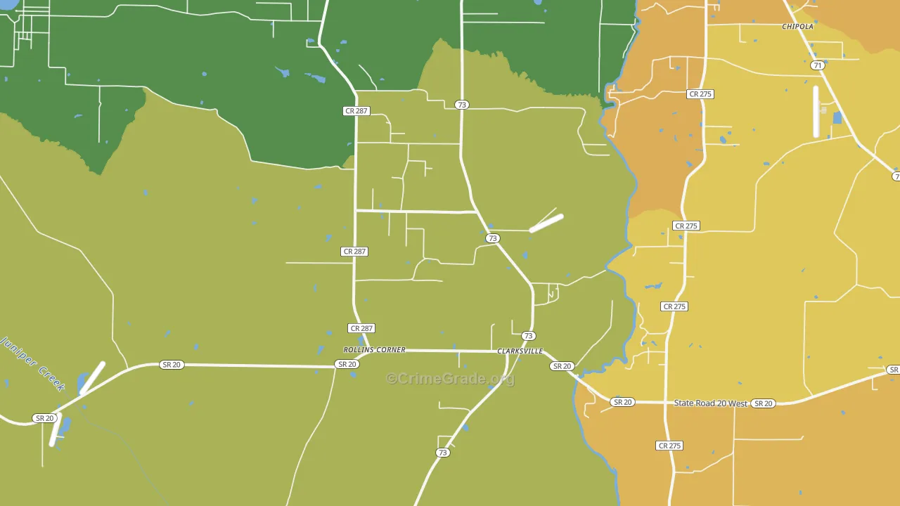 Clarksville, FL Map of Murder Rates