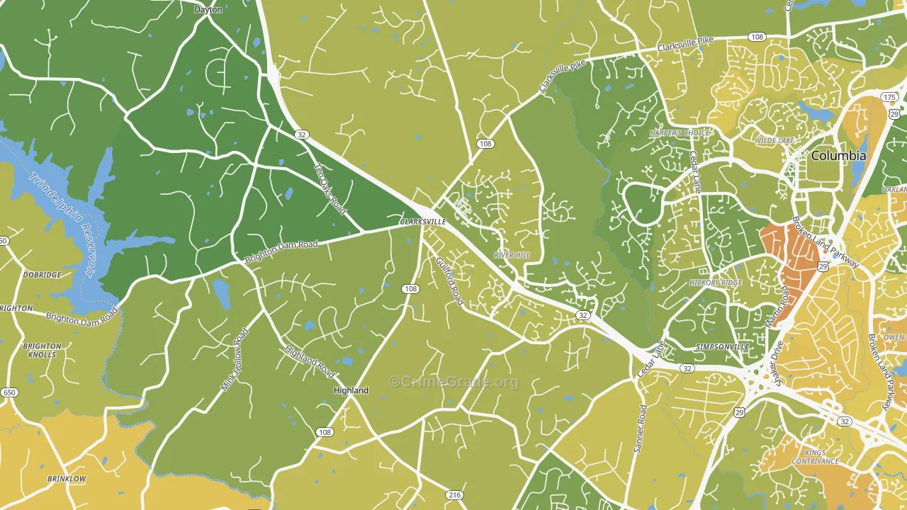 Clarksville, MD Map of Murder Rates