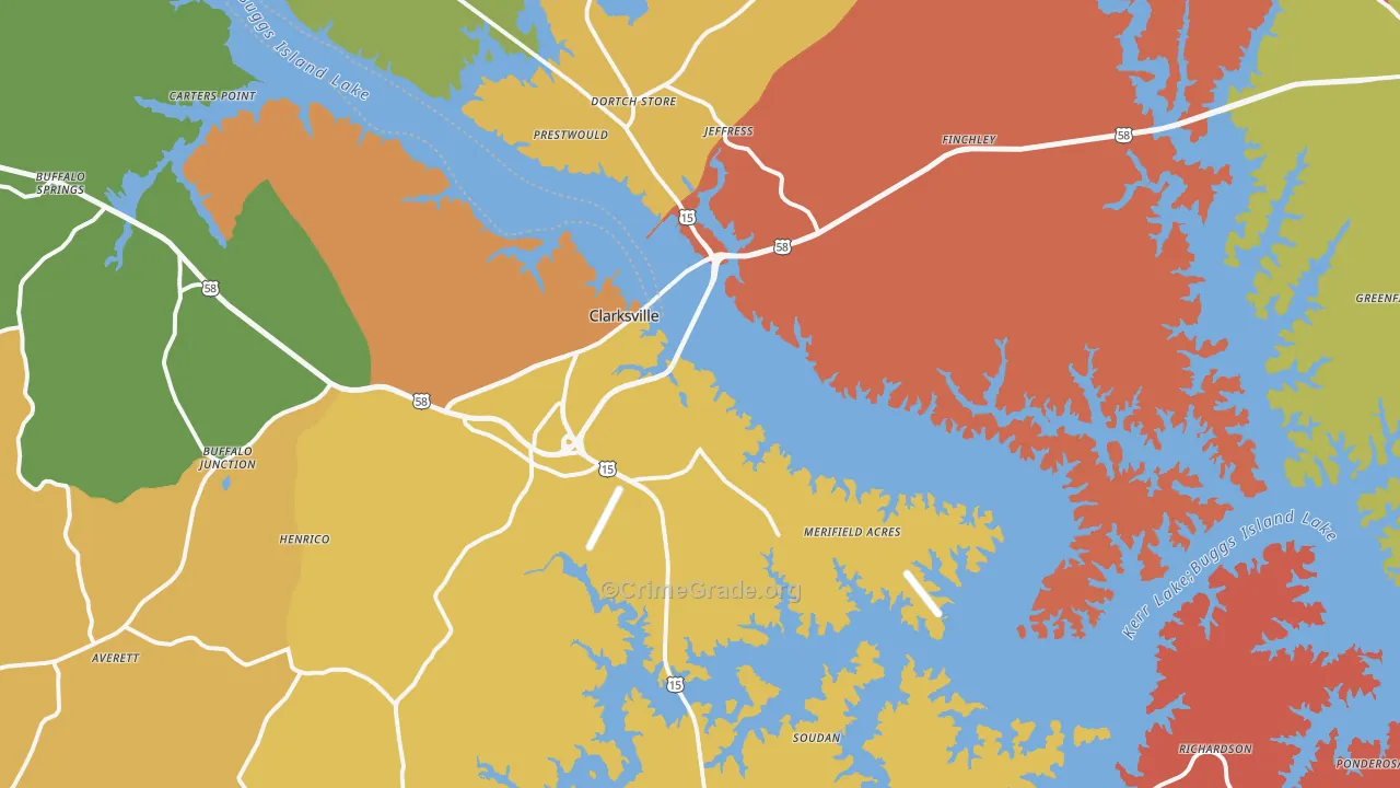 Clarksville, VA Map of Murder Rates