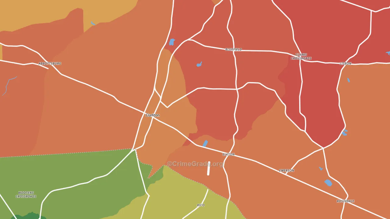 Clarkton, NC Map of Murder Rates