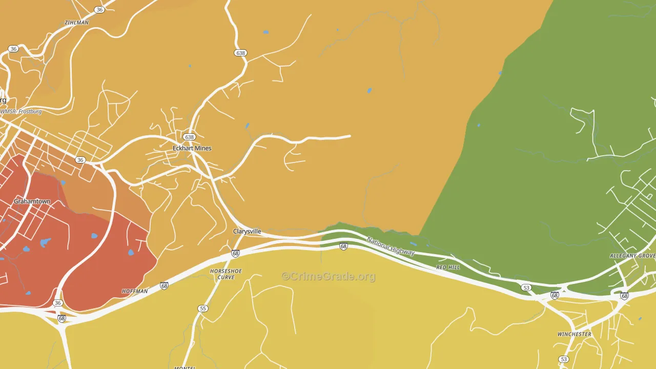 Clarysville, MD Map of Murder Rates