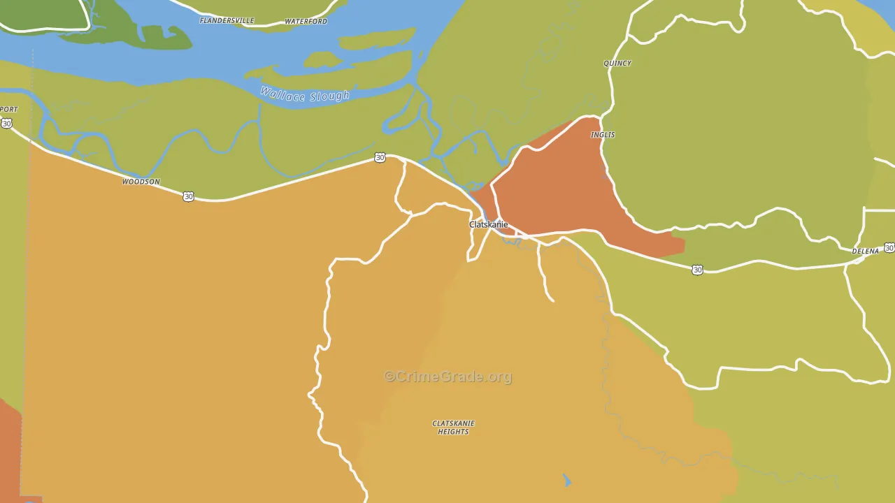 Clatskanie, OR Map of Murder Rates