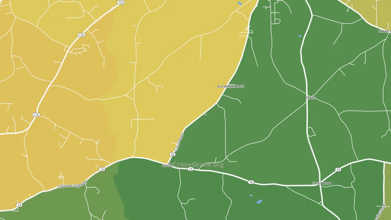 Claud, AL Map of Murder Rates