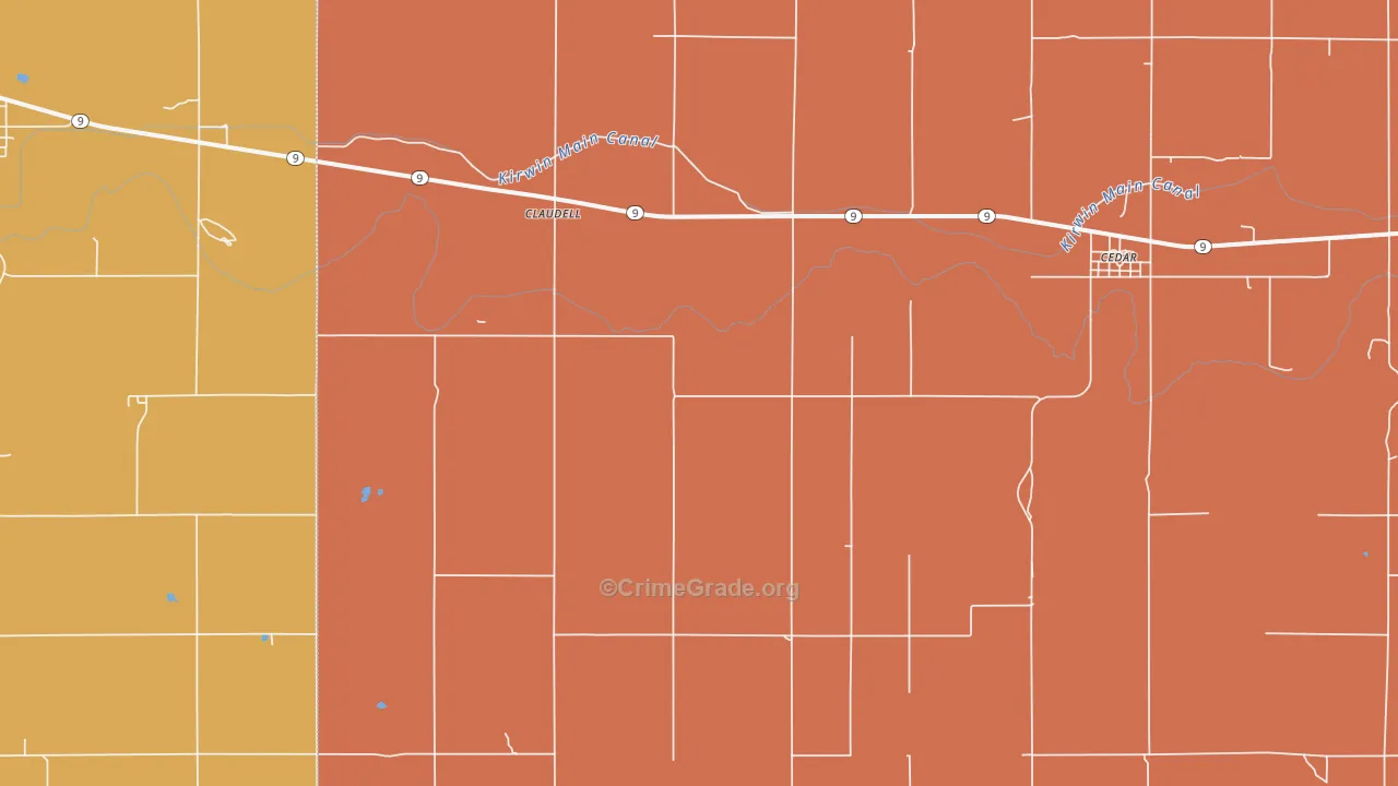 Claudell, KS Map of Murder Rates