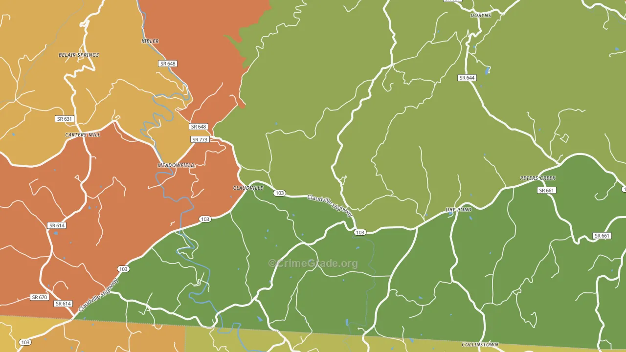 Claudville, VA Map of Murder Rates