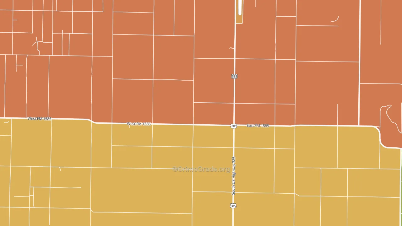 Clauene, TX Map of Murder Rates