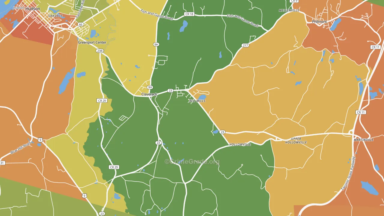 Claverack, NY Map of Murder Rates