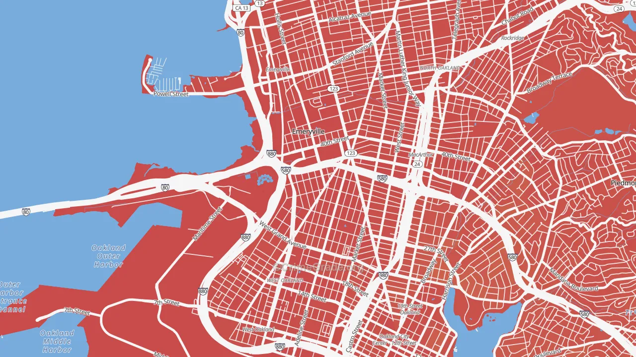 Clawson, Emeryville, CA Map of Murder Rates