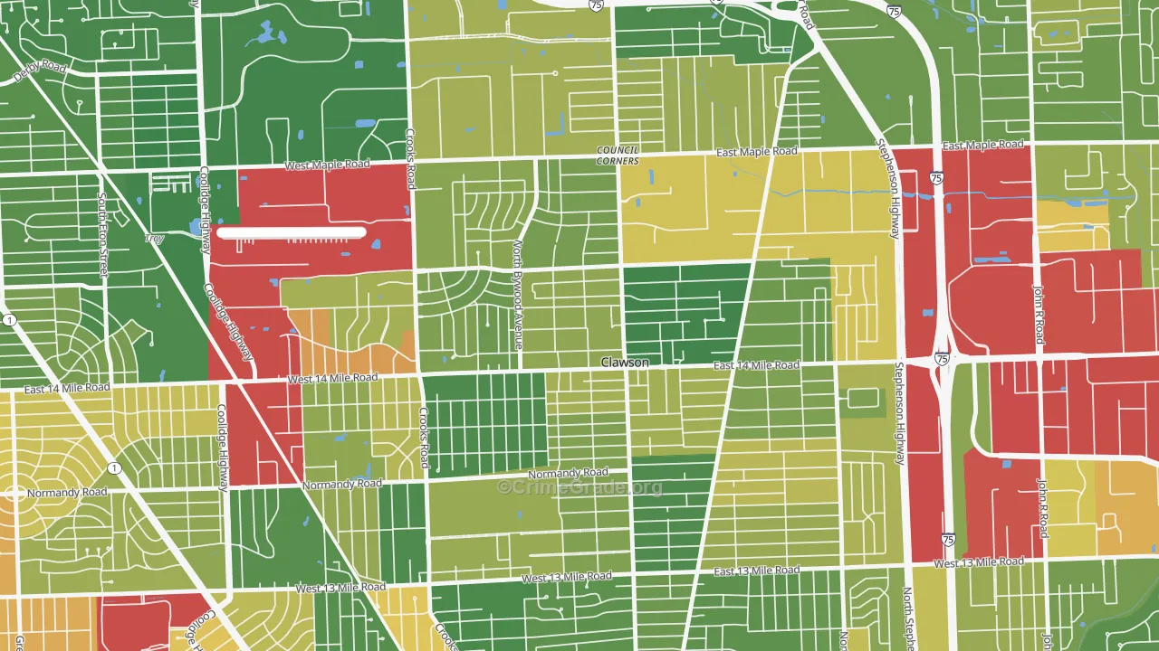 Clawson, MI Map of Murder Rates