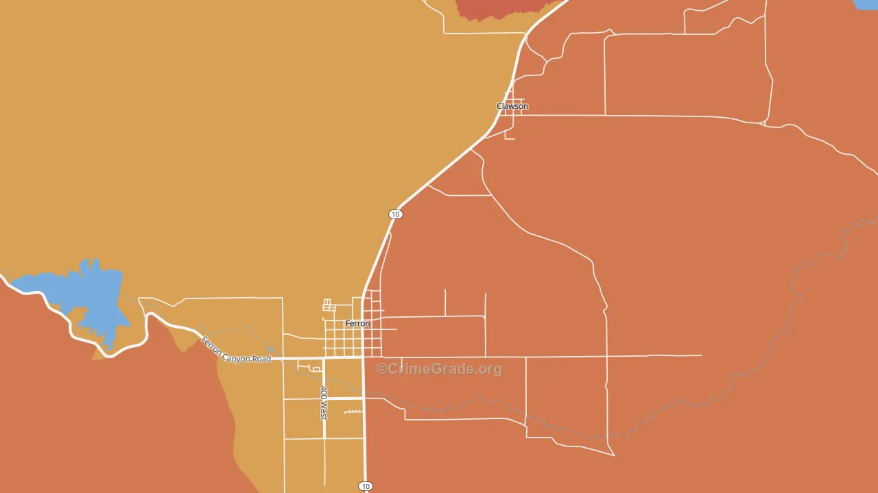 Clawson, UT Map of Murder Rates