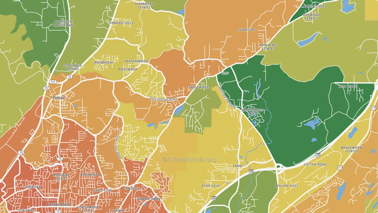 Clay, AL Map of Murder Rates