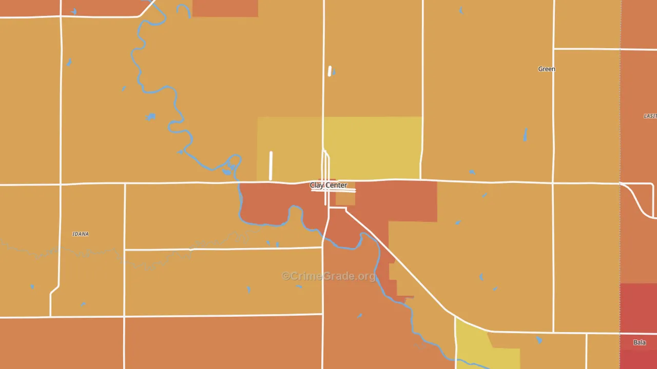 Clay Center, KS Map of Murder Rates