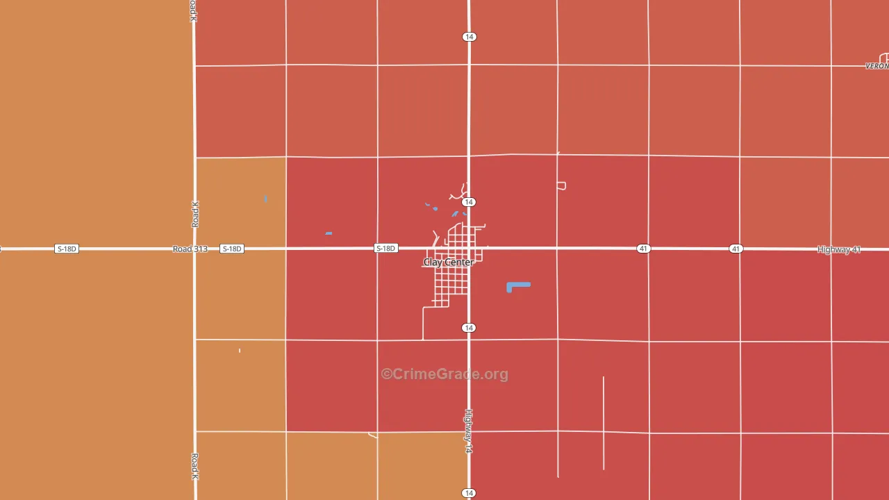 Clay Center, NE Map of Murder Rates