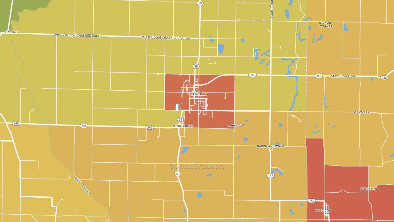 Clay City, IN Map of Murder Rates