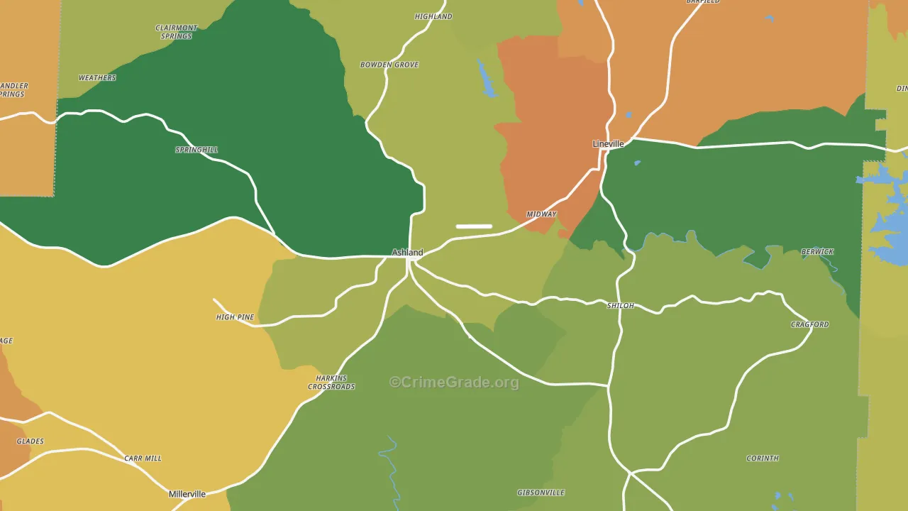Clay County, AL Map of Murder Rates