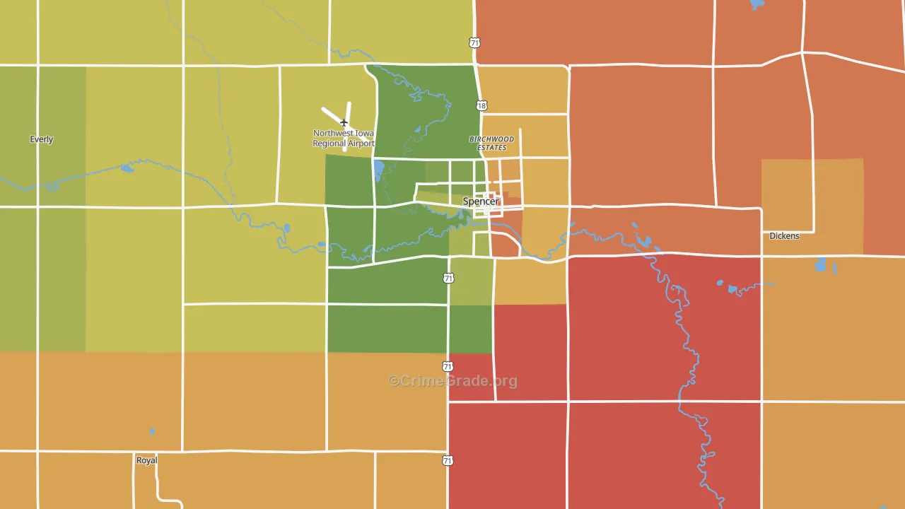 Clay County, IA Map of Murder Rates