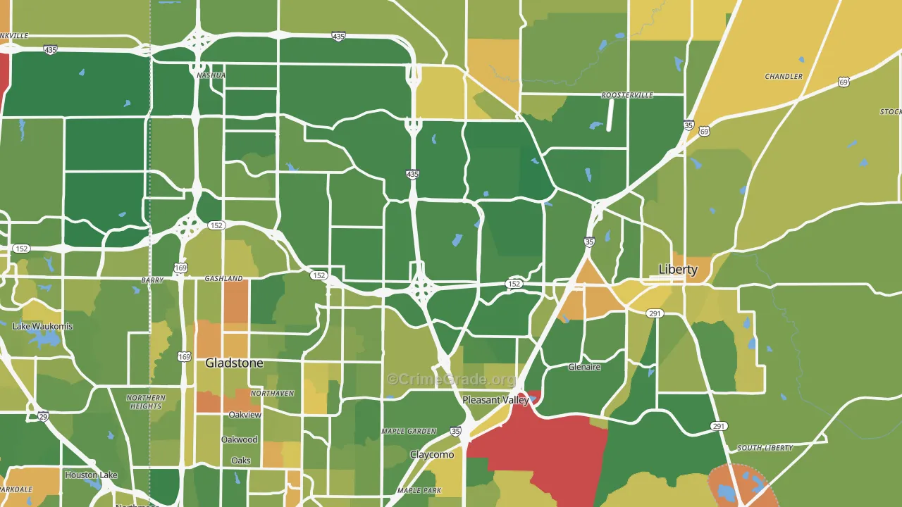 Clay County, MO Map of Murder Rates